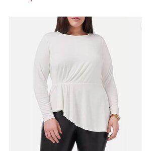 Vince‎ Camuto Peplum Top Quiet Luxury Ivory Asymmetrical Hem 3X NWT